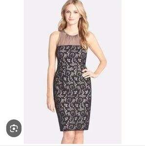 Maggy London Chic Black and White Lace Midi Dress... size,14